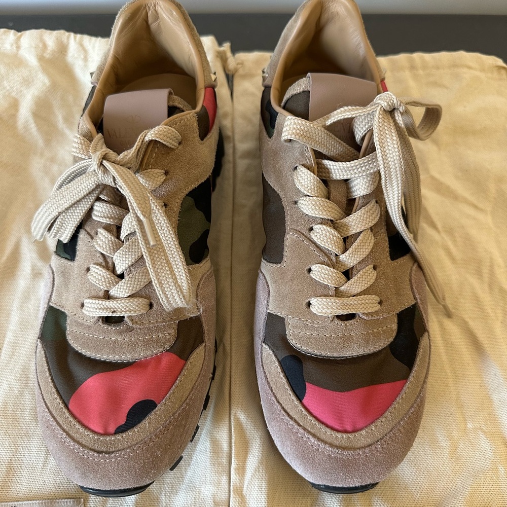 Camouflage and Pink Sneakers